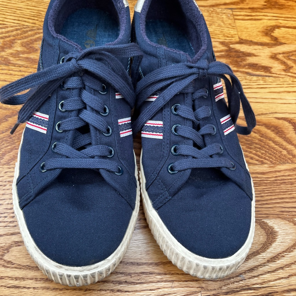 Gola Navy Canvas Sneakers With Red & White Stripe Accents